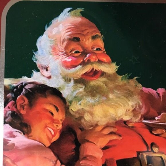 NWOT Set of 2 Vintage Coca-Cola Santa and Sweet Kids Tin Trivet and Wall Plaque - Picture 3 of 12